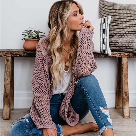 Vici Sweaters - Vici caught up in you pocketed crocheted cardigan